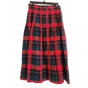 Vintage Preswick & Moore 100% wool tartan plaid pleated skirt size 10